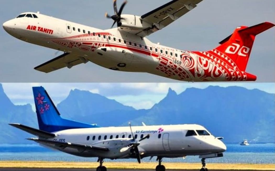 Air Rarotonga’s 26-seater SAAB 340B Plus aircraft and Air Tahiti’s ATR-72
