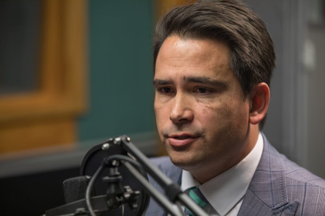 Simon Bridges in the RNZ Auckland studio for an interview on Morning Report.