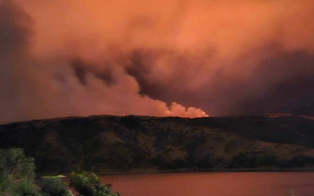 Smoke from the fire in Titahi Bay as seen from Papakowhai, Porirua on Thursday night.