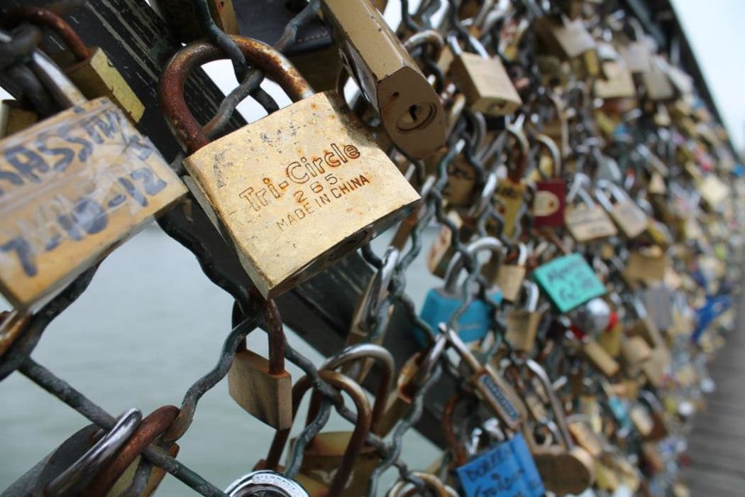'Love locks' on the Pont des Arts.