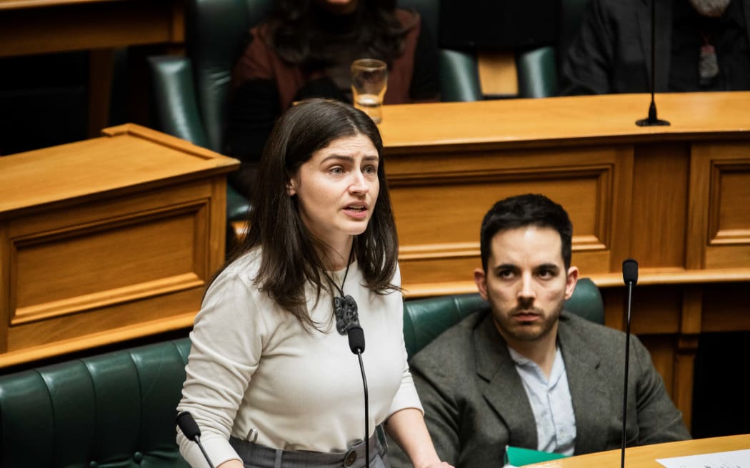 Chloe Swarbrick in the House during AIC tabling in parliament