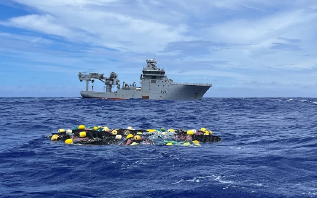 EMBARGOED until 1.40pm on February 8
New Zealand authorities have intercepted more than three tonnes of cocaine from a vessel in the Pacific Ocean. Operation Hydros - a joint mission by police, Customs and the Defence Force - seized 81 bales of the drug, totalling 3.2 tonnes, with an estimated street value of half a billion dollars. The shipment is destined for destruction, having since made the six-day journey back to New Zealand aboard the Royal New Zealand Navy vessel HMNZS Manawanui.