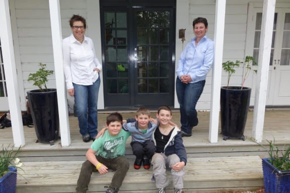 Dot and Georgia with their boys Baxter, Bruno and Otto