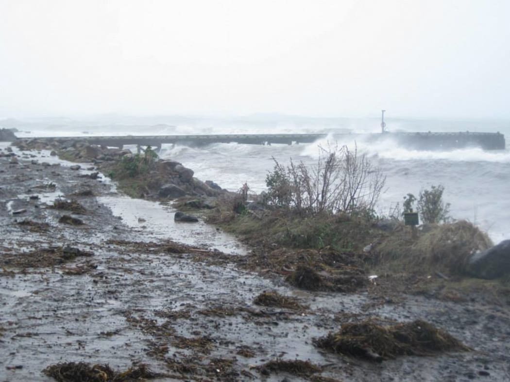 A photo posted on Facebook shows the storm in the Chatham Islands today.
