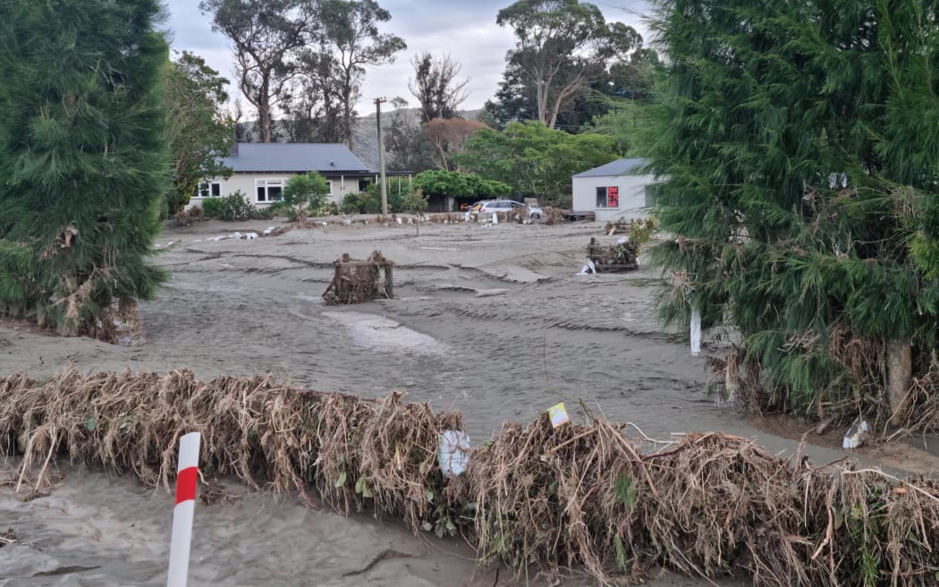 Mud and silt left behind at an Esk Valley property in Hawke's Bay on 17 February 2023 after Cyclone Gabrielle passed through.