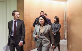 Director-General of Health Dr Ashley Bloomfield, and Associate Health Minister Dr Ayesha Verrall arrive for an update on Covid-19.