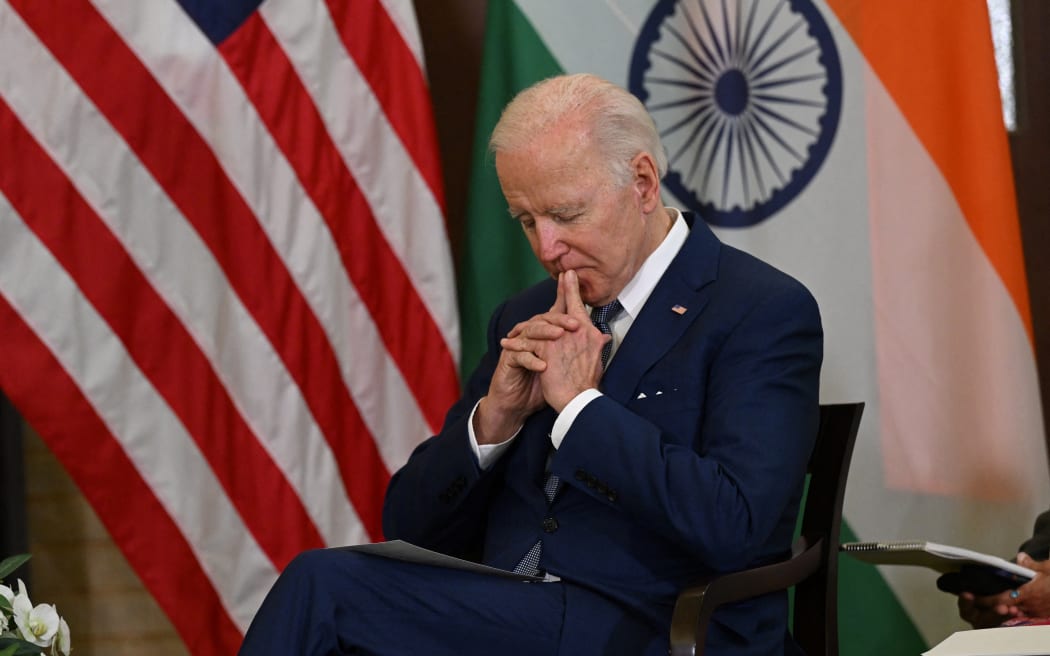 US President Joe Biden meets with Indian Prime Minister Narendra Modi (not pictured) during the Quad Leaders Summit at Kantei in Tokyo on May 24, 2022. (Photo by SAUL LOEB / AFP)