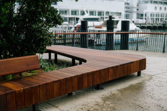 Seating areas at Auckland's world-class waterfront.