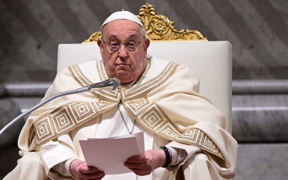 Pope Francis leads the vespers at St Peter's basilica in The Vatican, on 1 February, 2025.