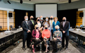 Napier City councillors pictured after the Māori ward decision at the Napier War Memorial Centre yesterday