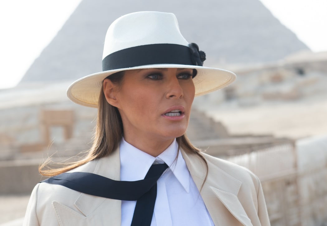US First Lady Melania Trump tours the Egyptian pyramids and Sphinx in Giza, Egypt, the final stop on her 4-country tour through Africa.