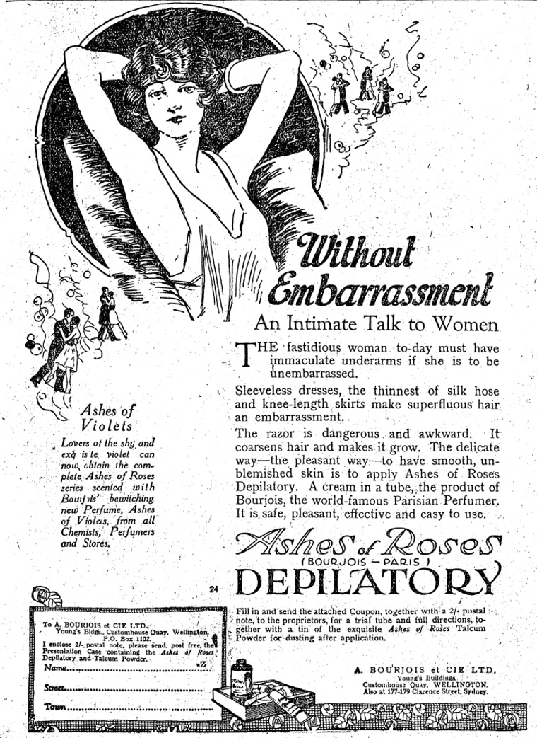 An old women's hair removal advertisement