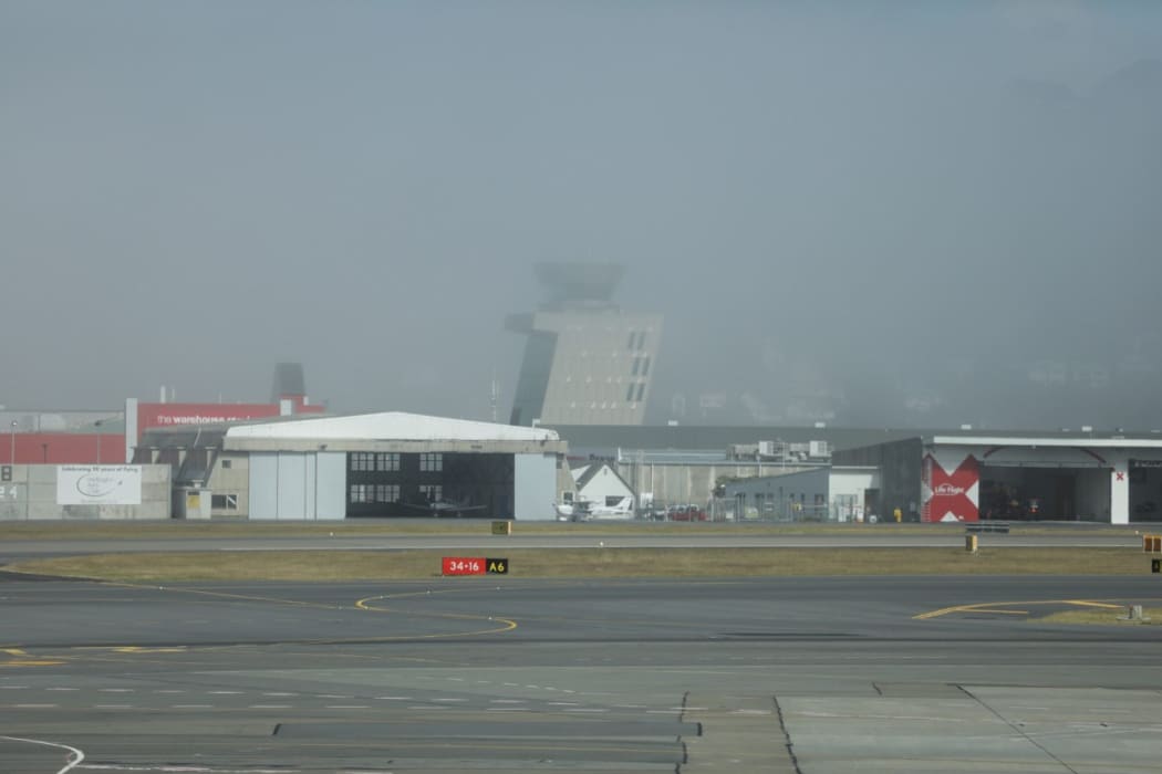 A southerly wind pushed fog from Cook Strait into Wellington this morning.