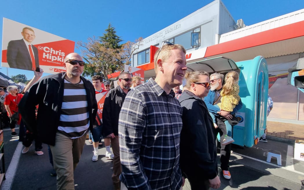 Labour leader Chris Hipkins on the campaign trail in the Remutaka electorate, 9 September 2023.