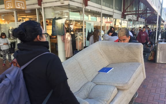 Sofa for shoe queue