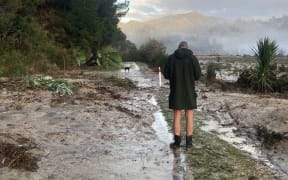 Flooding and damage in Otuwhero Valley and Sandy Bay Road near Marahau, during extensive floods in the area, on 12 July, 2025.