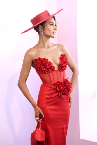 red dress melbourne cup Caulfield Cup 2025: Red is the colour of the season at Melbourne race