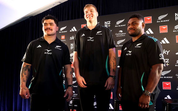 All Black debutants from left: Du'Plessis Kirifi, Fabian Holland, Timoci Tavatavanawai.