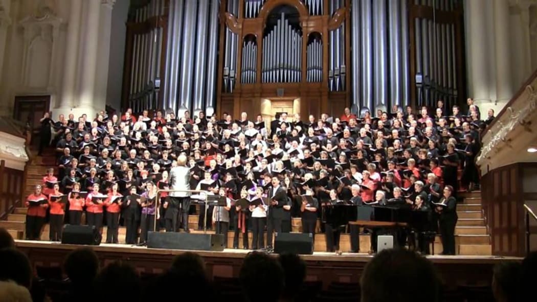 Out and Loud Choral Festival 2010.Massed Choir in the Auckland Town Hall.