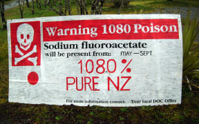 110414. Photo supplied. 1080 poison protest banner.