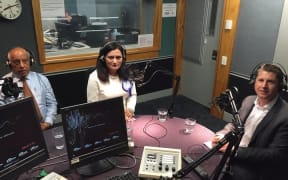 Leader of the New Zealand People's Party, Roshan Nauhria; list MP for National, Parmjeet Parmar; and Labour Party candidate, Michael Wood.