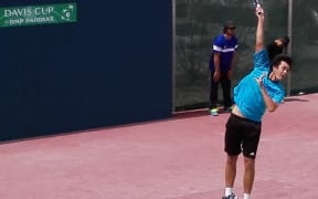 Tahiti's Heve Kelley representing Pacific Oceania in the Davis Cup in Bahrain.