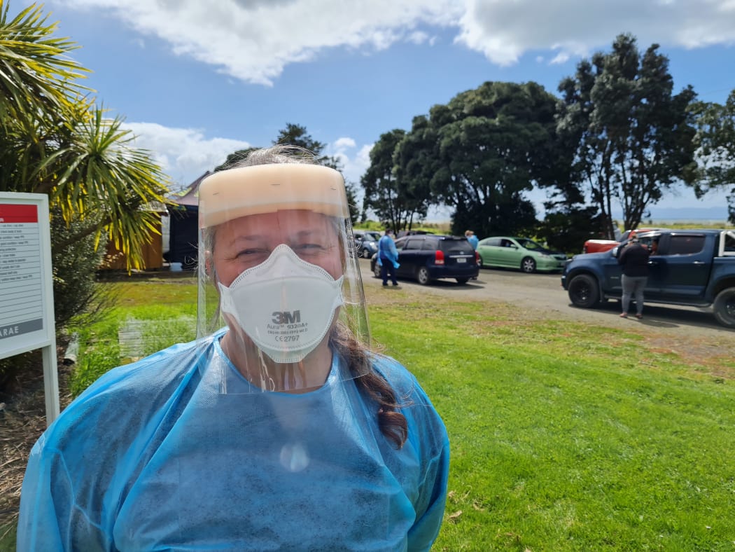 Te Korowai o Hauraki chief executive Riana Manuel at Wharekawa Marae where a Covid-19 testing centre has been set up.