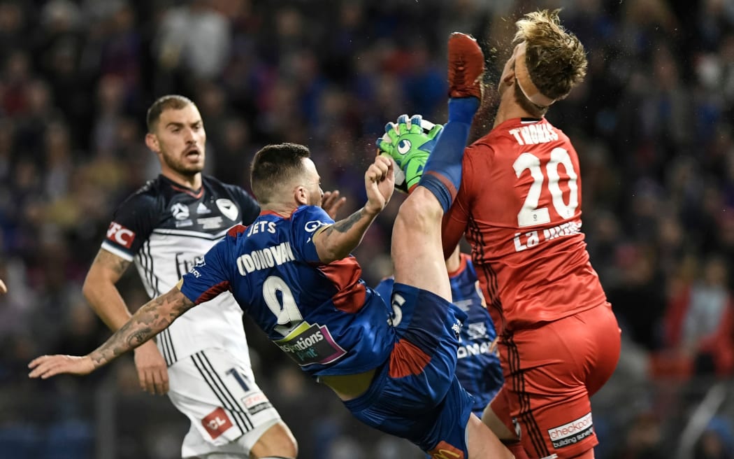 Newcastle striker Roy O'Donovan has been suspended for ten games after kicking  Melbourne Victory keeper Lawrence Thomas.