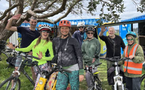 Cyclists on a Waiheke community ride, in September.
