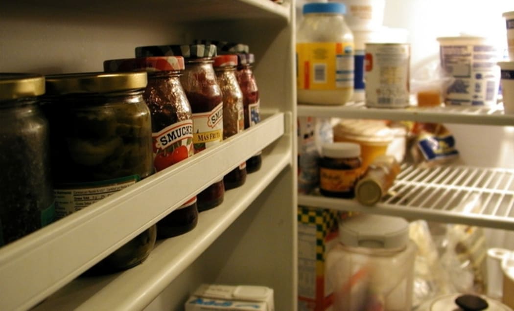 Inside a fridge.