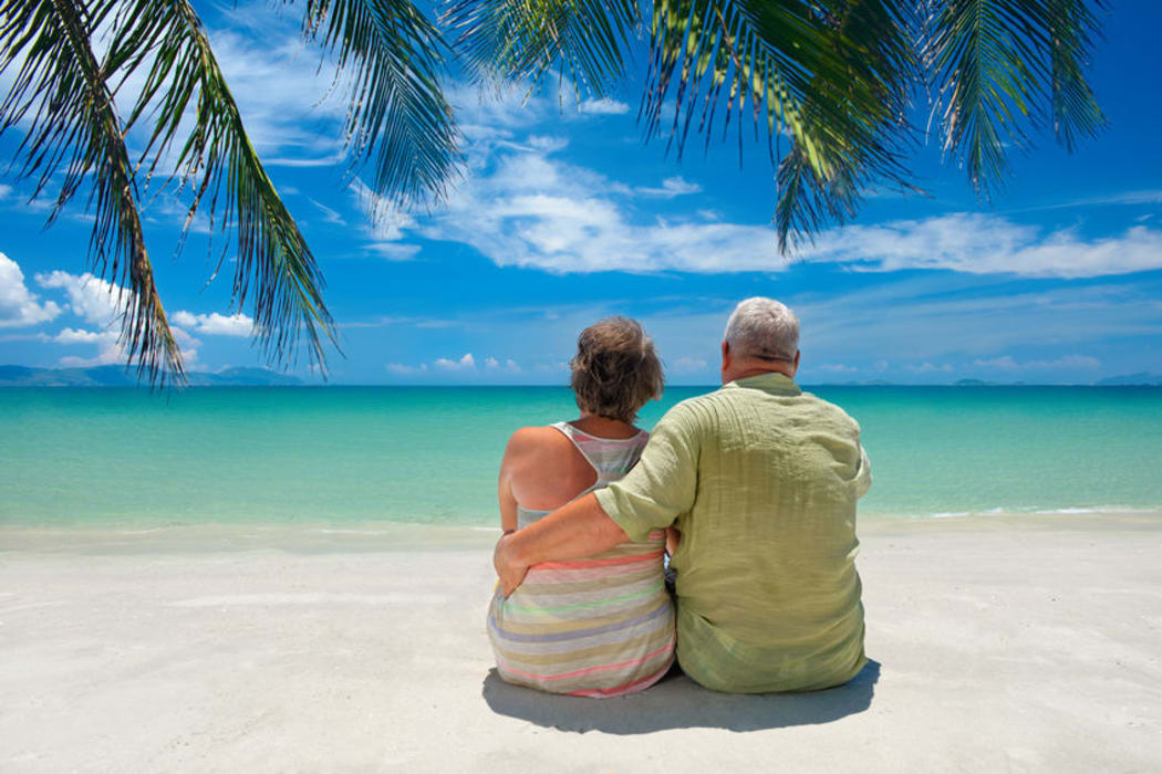 older couple on beach