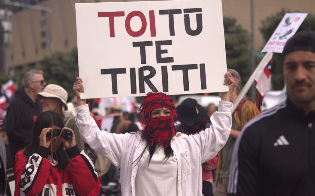 Hīkoi mō Te Tiriti in Wellington.