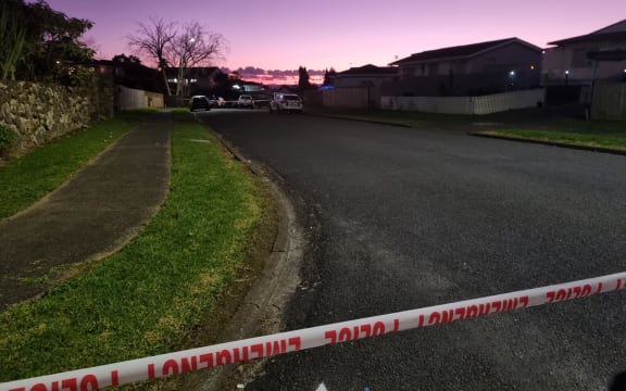 The scene at Moncrieff Avenue in the Auckland suburb of Clendon Park as police attend incident