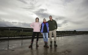 Melissa Mathieson, left, and her parents Dianne and Ewen Mathieson at home on their Southland farm