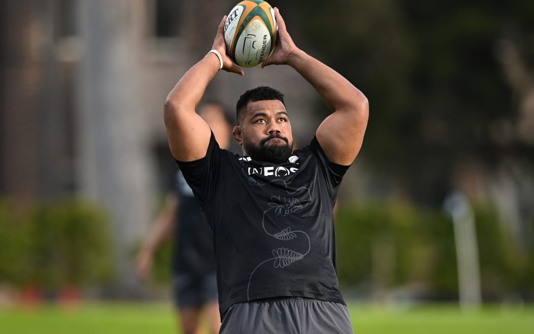 Samisoni Taukei’aho of the All Blacks during training