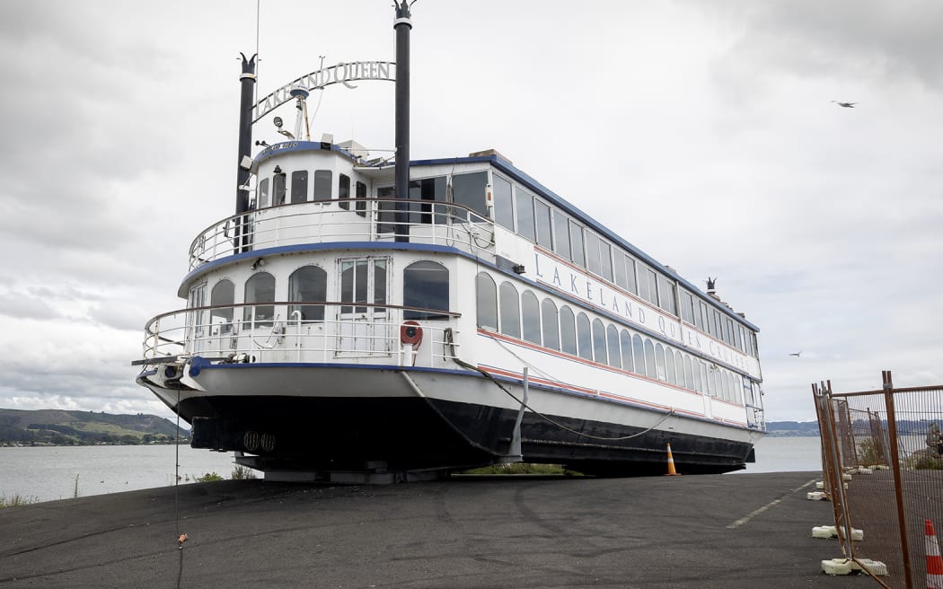 The Lakeland Queen sitting in dry dock at Sulphur Point Rotorua on 22 January 2024 The Daily Post Photo / Andrew Warner