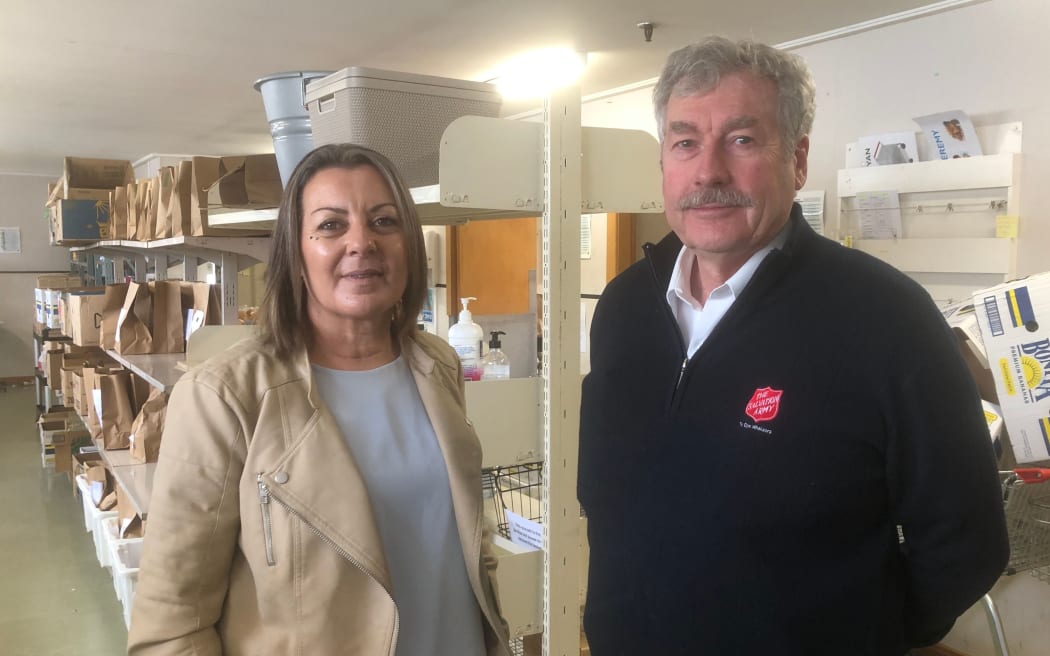 Salvation Army Invercargill community ministries manager Cathy Strong and major Murray Sanson at the organisation's food bank.