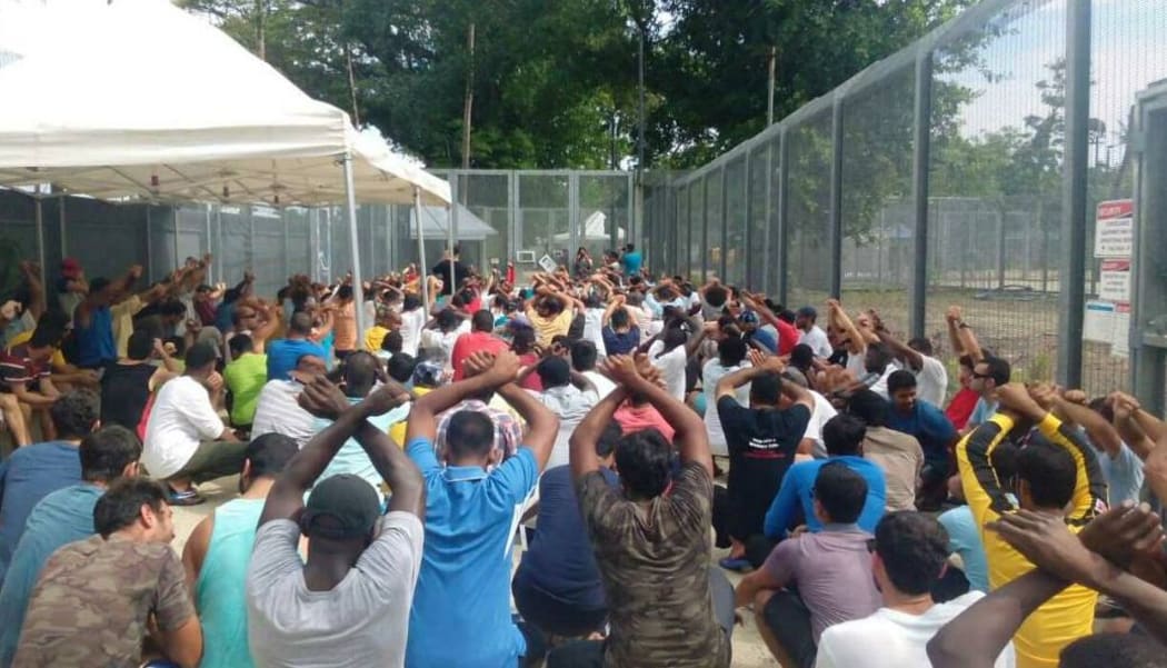 Protesting refugees on Manus Island.