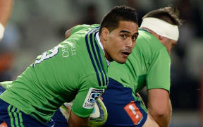 The Highlanders' halfback Aaron Smith in Super Rugby action.