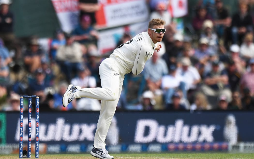 Glenn Phillips on the second day of the first cricket test between New Zealand and England at Hagley Oval in Christchurch.