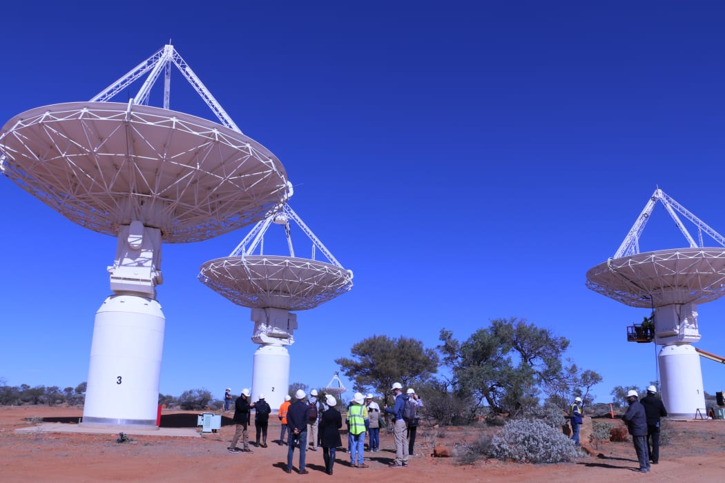 The Australian Square Kilometre Array Pathfinder, or ASKAP, with its 36 dishes, is a precursor to the gigantic SKA telescope.