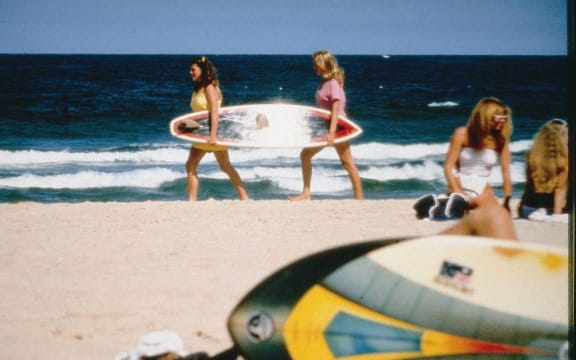 Nell Schofield and Jad Capelja in a scene from Puberty Blues