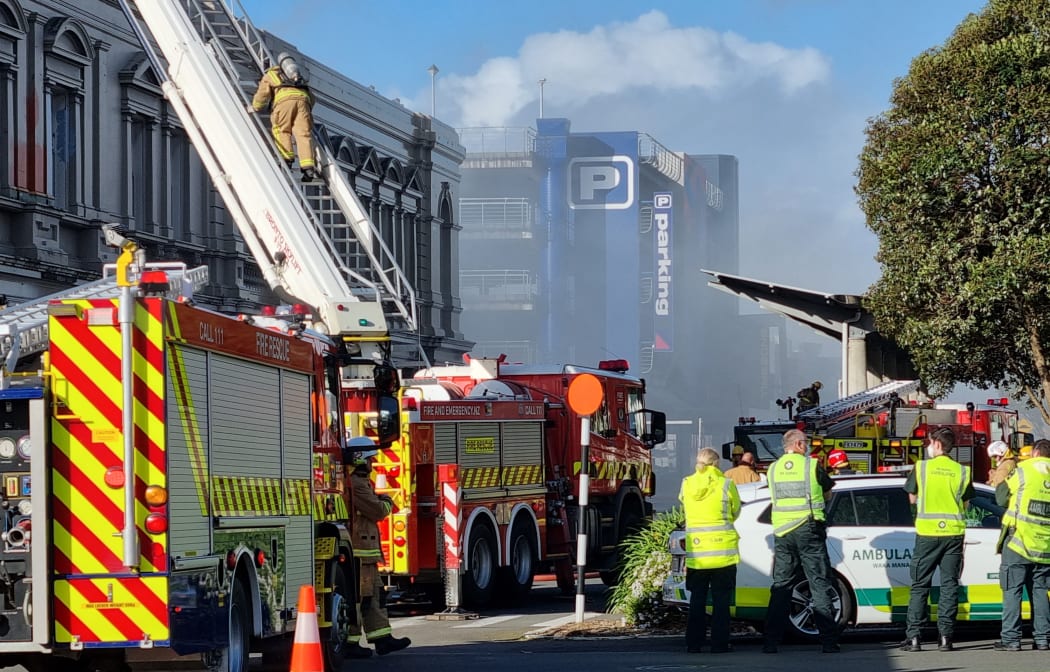 Fire in Palmerston North at the High Flyers building on The Square