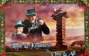 One of Sir Tim Shadbolt's Christmas cards from years gone by, featuring his son Declan.