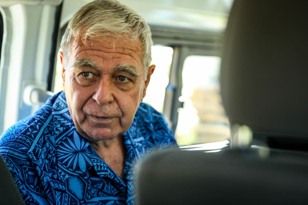 Koroipita founder Peter Drysdale hops into the van to tour the visiting MPs around the village