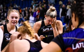 An emotional Casey Kopua of the Magic after her last  ANZ Premiership Netball match, with Monica Falkner of the Magic. Tactix v Magic, Horncastle Arena, Christchurch, New Zealand, 19th May 2019.Copyright photo: John Davidson / www.photosport.nz