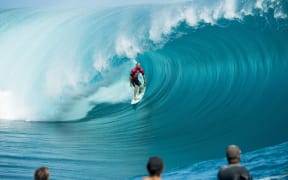 The Teahupo'o surf break in Tahiti where the Olympic surfing competition will be held.