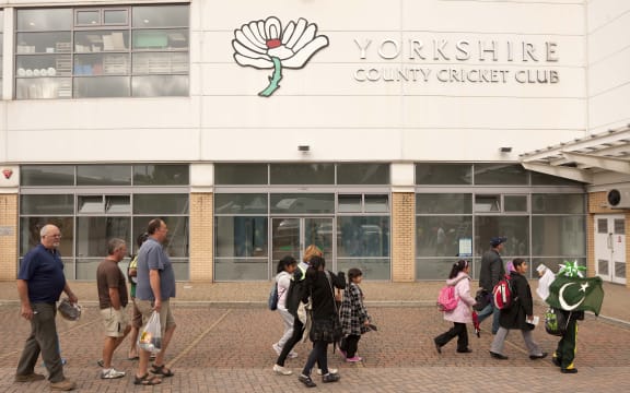 Supporters arrive at Headingley, Leeds.