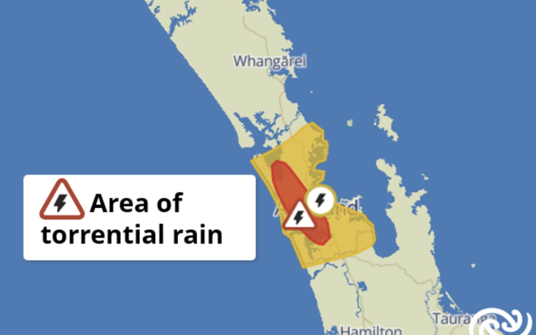 MetService severe thunderstorm warning screenshot