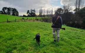 A duck shooter and his dog